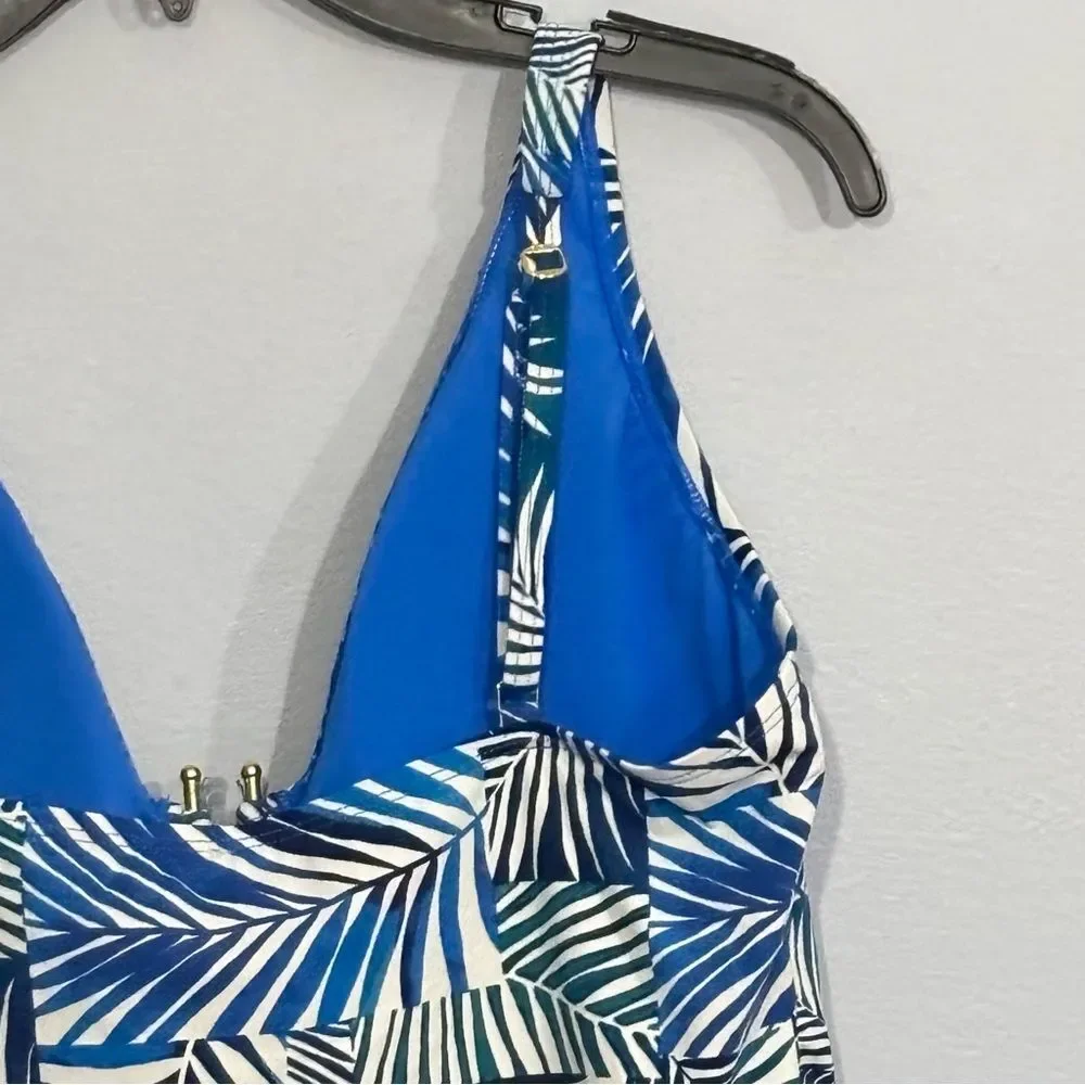 BLEU BY ROD BEATTIE Navy Shady Days Women’s Tankini Swim Top Bikini Swimsuit 14